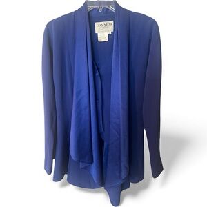 Vtg DAYMOR Couture Rare Blue Satin Trim Evening Blazer Jacket